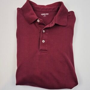 Lands' End Mens XL Long Sleeve Polo Shirt Traditional Fit Burgundy 100% Cotton